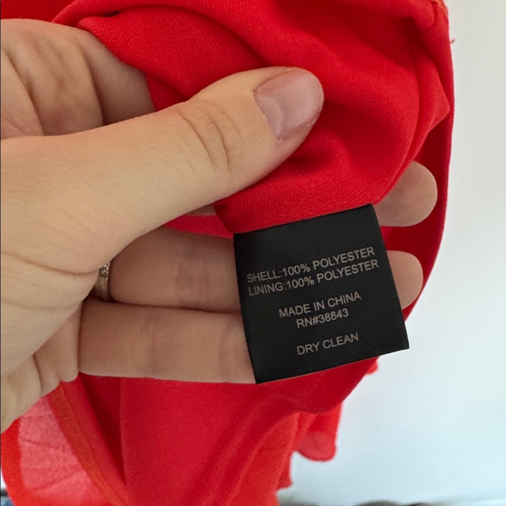 Sam Edelman NWT Side Cut Out Asymmetrical Hem Ruffle Dress, Red Coral - Size 2 - Picture 10 of 10